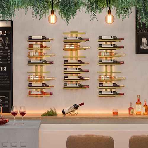 3 Set 8 Tier Wall Mount Wine Rack (24 Count)
