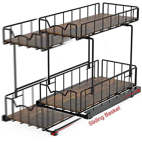 2 Tier Spice Rack Slide Out Wire Basket Drawer