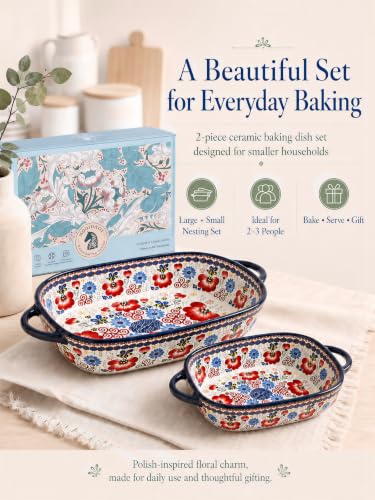 2 Piece Polish Pottery Style Ceramic Baking Dish Set (2 Count)