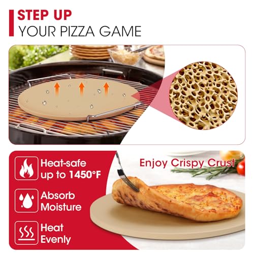 16 Inch Round Pizza Stone for Oven and Grill