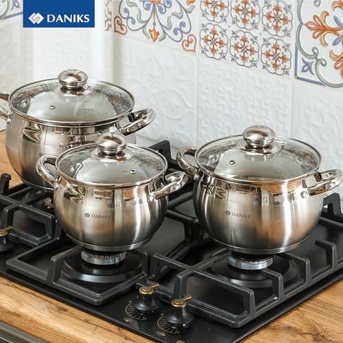 Classic 6 Piece Stainless Steel Cookware Set with Glass Lids (6 Count)