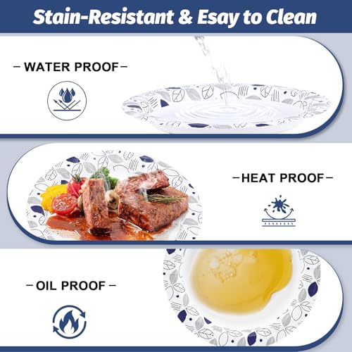 8.5 Inch 200 Count Disposable Heavy Duty Printed Leaf Paper Plates