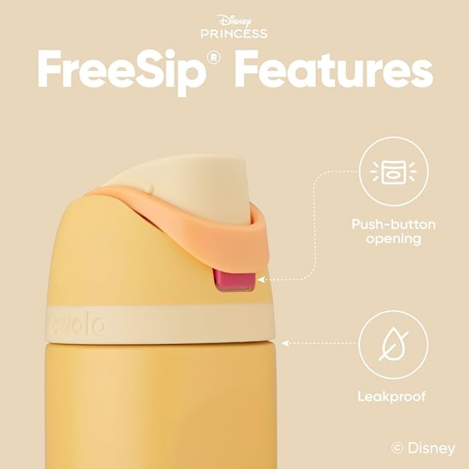 Owala Disney Princess FreeSip Insulated Stainless Steel Water Bottle with Straw for Sports and Travel, BPA-Free Sports Water Bottle, 24 oz, Belle | Disney Princess, Insulated, with Straw, BPA-Free, Sports Water Bottle