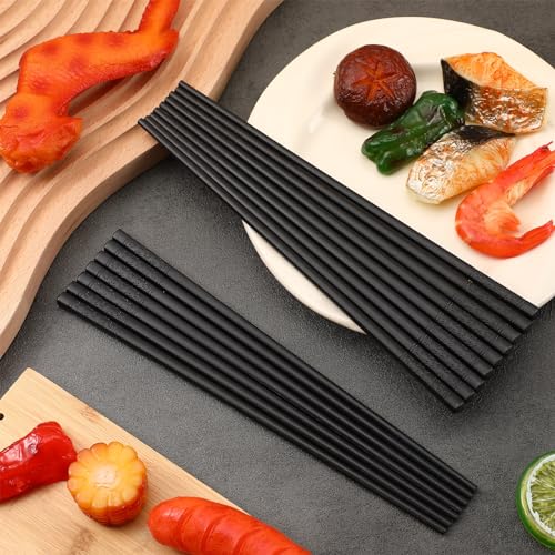100 Pairs Fiberglass Reusable Chopsticks 9.5" Dishwasher Safe Black Cherry Chopsticks for Chinese Style Japanese Food Cooking Supplies