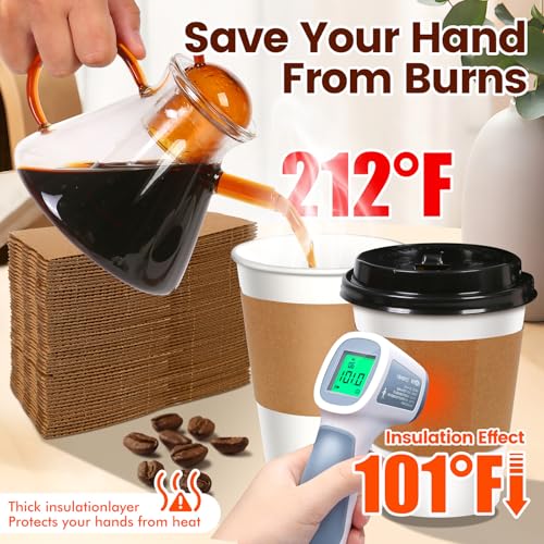 12 oz Disposable Paper Coffee Cups with Lids & Sleeves (100 Count)