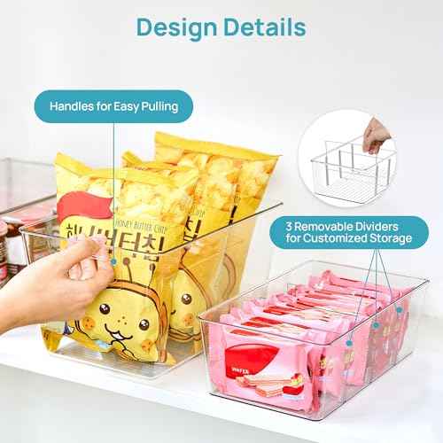 8 Pack Clear Storage Bins Set for Pantry Organizer (8 Count)