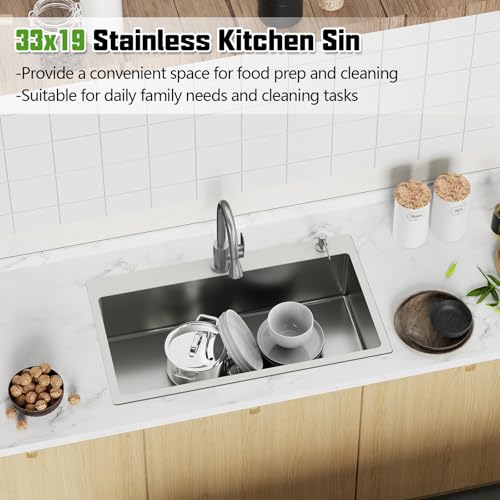 33x19 Inch Drop In Kitchen Sink