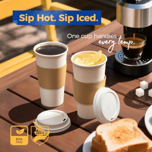 500 Pack 20 oz Disposable Coffee Cups with Lids (500 Count)