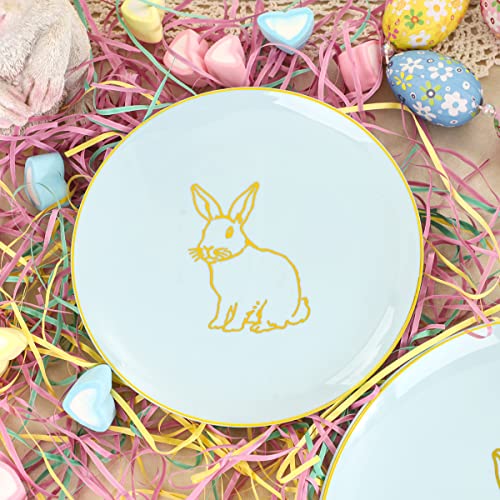 60 Pieces Easter plates with Gold Bunny (60 Count)