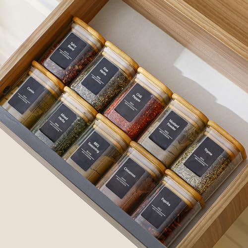 Kitchen Glass Spice Jars 10 Pcs 7 Oz with 275 Labels (10 Count)