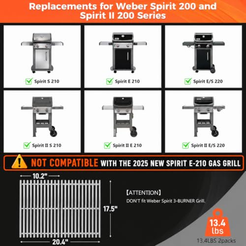 7637 9MM Grill Parts for Weber Spirit E210 (2 Count)