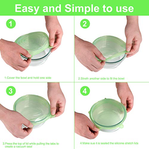 Silicone Stretch Lids for Food Storage in Fridge (6 Count)