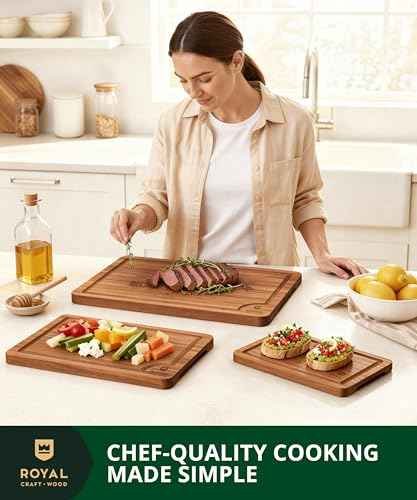 Wooden Cutting Boards for Kitchen Meal Prep & Serving (3 Count)