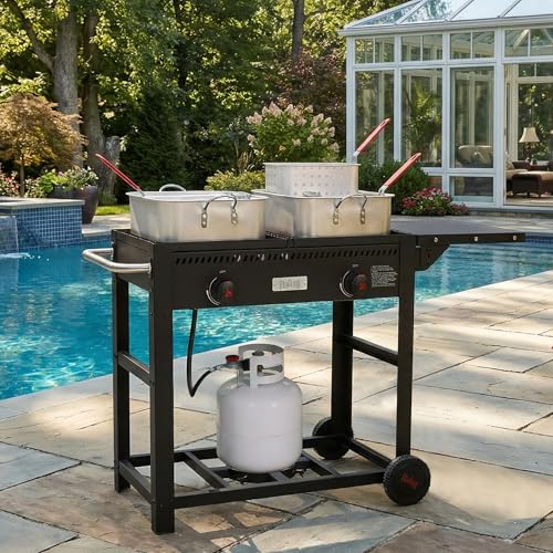 Outdoor Propane Deep Fryer with Movable Cart