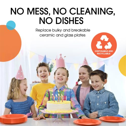 Exquisite Party Solids Sturdy Orange Plastic Plates 7" Cake Plates 100 Pcs (100 Count)