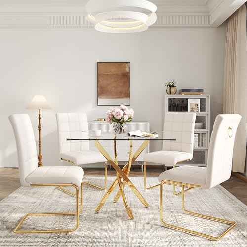 5 Piece Square Glass Dining Table Set (5 Count)