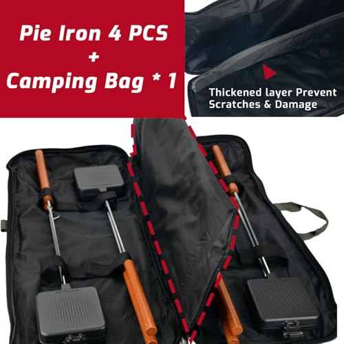 Campfire Pie Iron 4.9" Large Cast Iron Sandwich Maker for Camping (4 Count)
