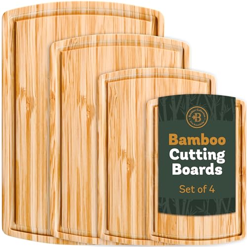 Bamboo Cutting Boards for Kitchen (4 Count)