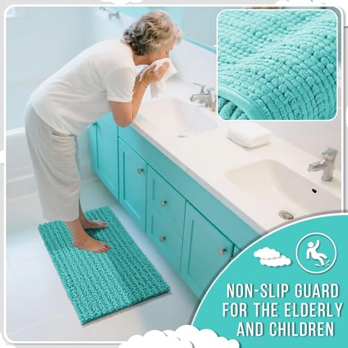 Long Bathroom Rugs Non Slip Washable 44x24 Inch