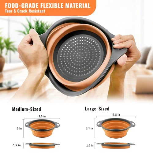 2 Pack Collapsible Silicone Colander with Handle (2 Count)