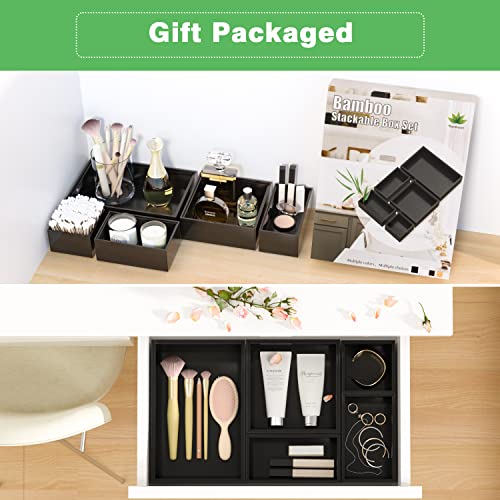 Black Bamboo Bathroom Drawer Organizer