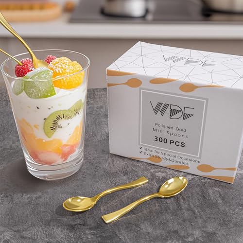 300PCS Plastic Gold Mini Spoons (300 Count)