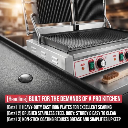 Commercial Panini Grill Grooved Press Sandwich Maker Industrial Panini Machine Single Grill Big