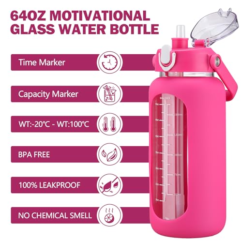 42oz Glass Water Bottles with Straw
