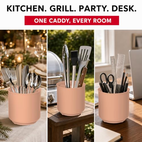 Plastic Extra Large Peach Countertop Utensil Holder Kitchen Caddy