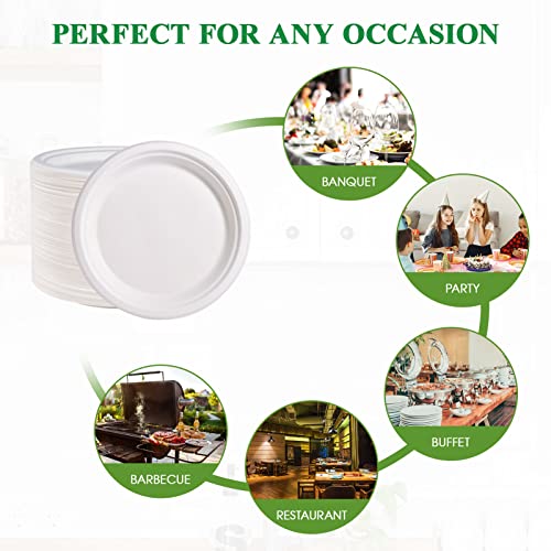 150 Pack Paper Plates 9 inch 100% Compostable (150 Count)