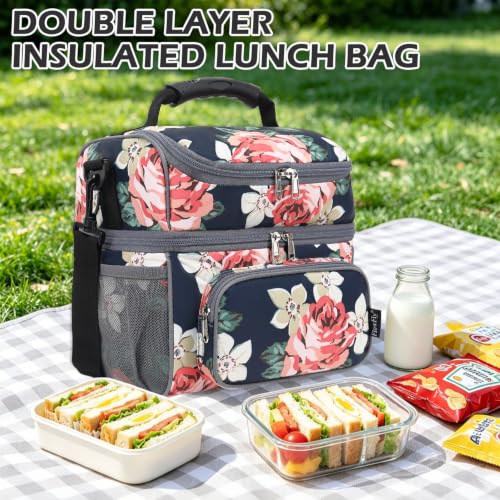 Double Layer Cooler Insulated Lunch Bag Adult Lunch Box Large Tote Bag for Men