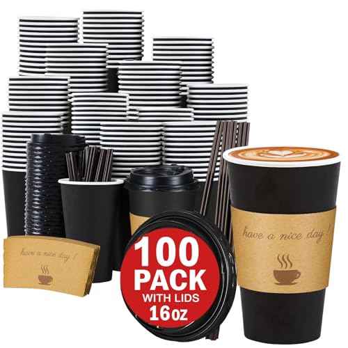 100 Pack 16 oz Coffee Cups (100 Count)