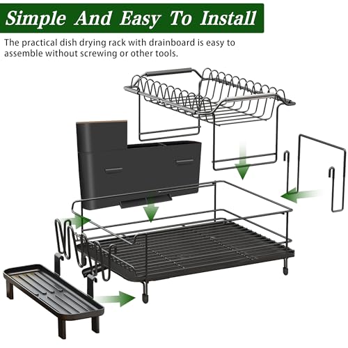 Large 2 Tier Dish Drying Rack for Kitchen Counter