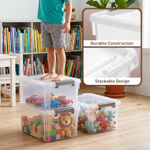 17 QT Plastic Storage Bins with Latching Lids Stackable Storage Containers for Organizing Large Clear Storage Box for Garage (2 Count)