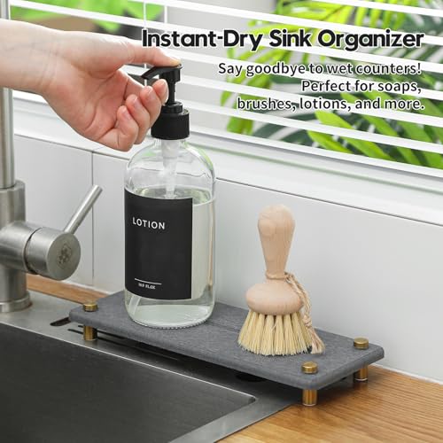 Kitchen Sink Caddy Water Absorbing Stone Drying Tray
