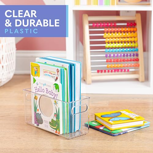 Plastic Food Storage 4 Pack Clear Container Bin with Handles for Organizing Kitchen (4 Count)