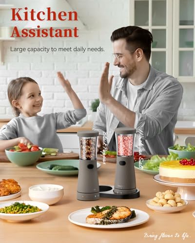 Electric Salt and Pepper Grinder Set with Storage Base (2 Count)