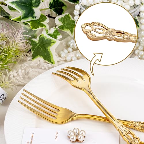 75PCS Gold Forks Disposable 8.1inch Vintage Baroque Forks for Party (75 Count)