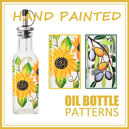 7oz Hand Painted Glass Olive Oil Bottle Dispenser