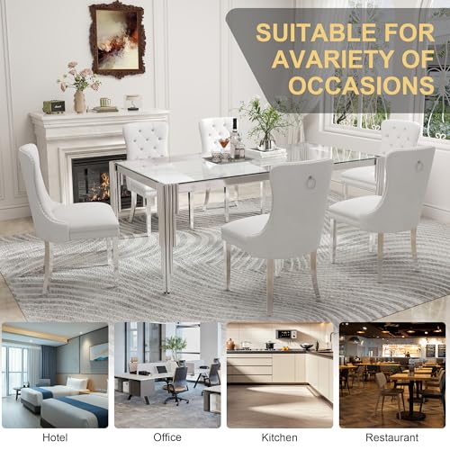78'' Modern Glass Dining Table for 6