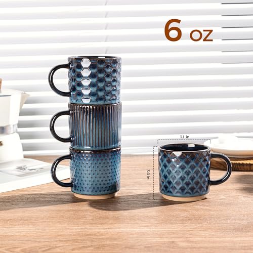 6 OZ Stackable Coffee Mugs Set of 4 (4 Count)