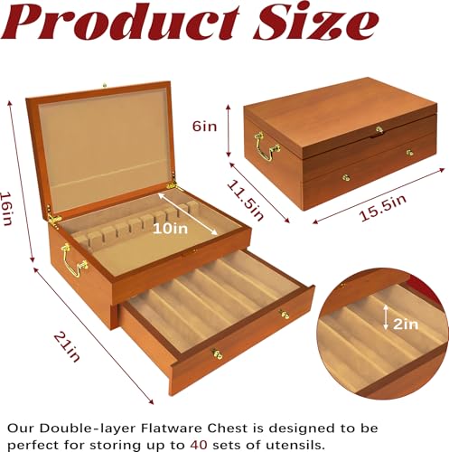 Silverware Storage Box Solid Wood with Lid