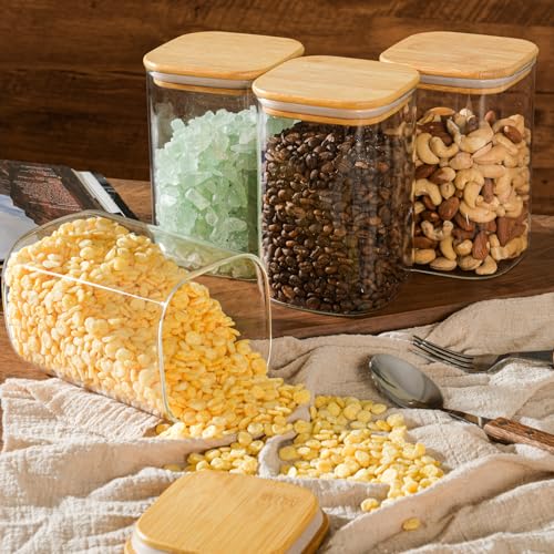 37oz/1.2Qt/1100ml Square Glass Storage Containers with Lids 4-Pack (4 Count)