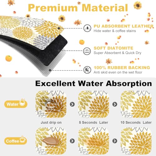 2PCS 12" x 20" Fall Dish Drying Mat & 24" x 5.5" Sink Splash Guard (2 Count)