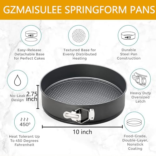 10 Inch Springform Pan Baking Pans Round Leakproof Nonstick Removable Bottom Bakeware for Cake