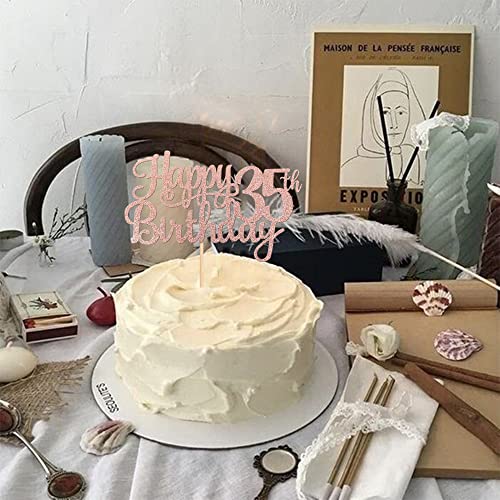 1 PCS Happy 35th Birthday Cake Topper Glitter Cheers to 35 Years Birthday Cake Pick 35 Fabulous Cake Decoration for Happy 35th Birthday Theme Party Decorations Supplies Rose Gold