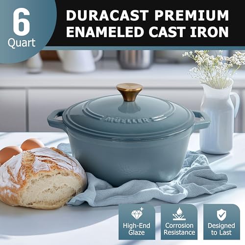 MUELLER HOME 6 Quart Enameled Cast Iron Pot Dutch Oven