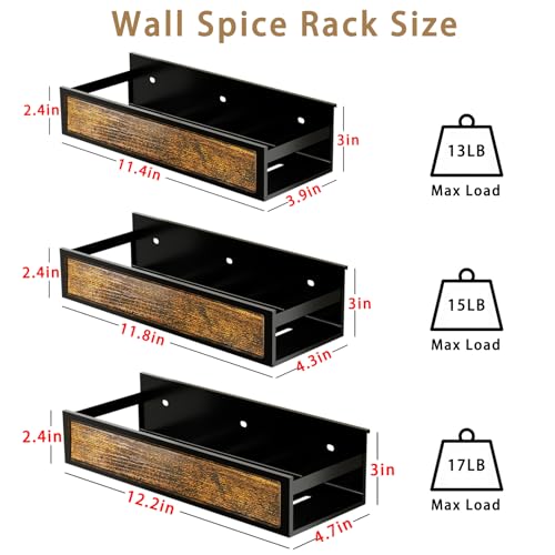 Spice Rack Wall Mount for Large Spice Jars (6 Count)