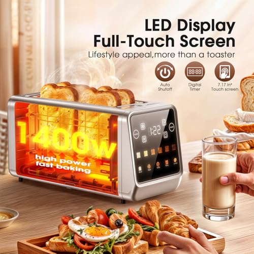 Toaster 4 Slice Long Slot for Bagels & Artisan Bread