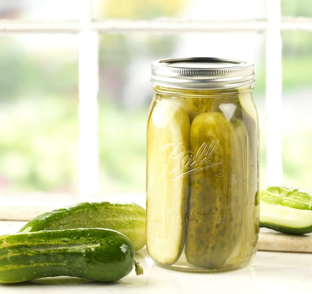 Mason Jar Glass Canning Container with Silver Lid